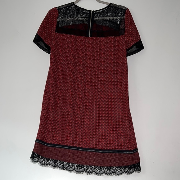 Small Express Red/Black Dress with Lace Trim - Picture 2 of 10